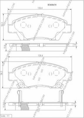 Комплект тормозных колодок, дисковый тормоз NPS H360A54