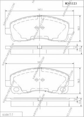 Комплект тормозных колодок, дисковый тормоз NPS M361I23