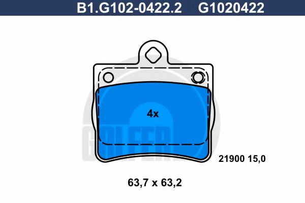 Комплект тормозных колодок, дисковый тормоз GALFER B1.G102-0422.2