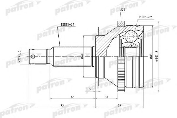 Шарнирный комплект, приводной вал PATRON PCV1350