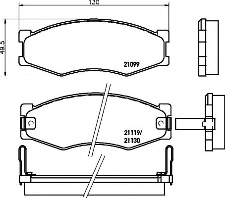 Комплект тормозных колодок, дисковый тормоз HELLA PAGID 8DB 355 005-621