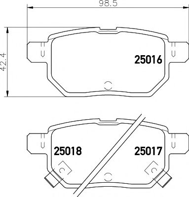 Комплект тормозных колодок, дисковый тормоз HELLA PAGID 8DB 355 014-991