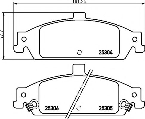 Комплект тормозных колодок, дисковый тормоз HELLA PAGID 25306