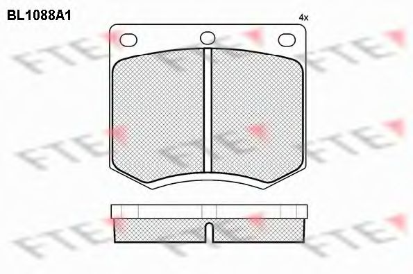 Комплект тормозных колодок, дисковый тормоз FTE BL1088A1