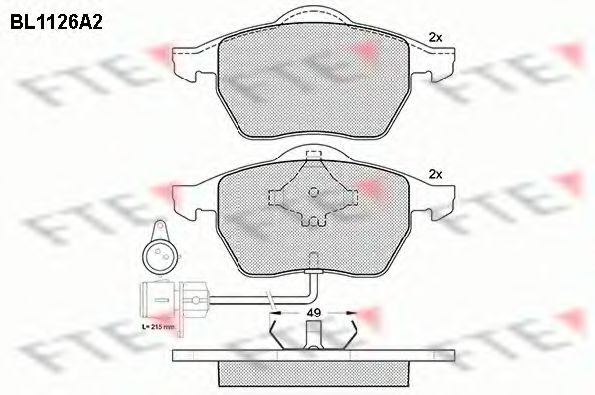 Комплект тормозных колодок, дисковый тормоз FTE BL1126A2