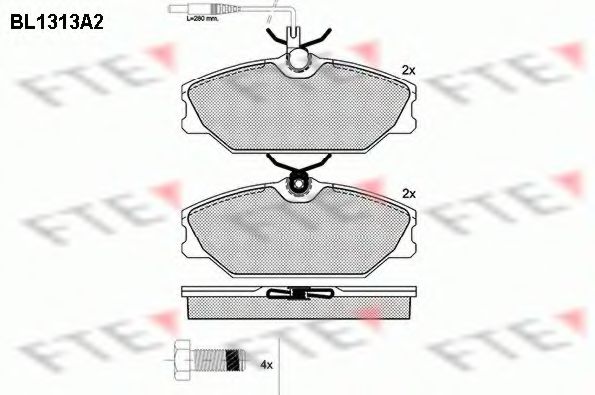 Комплект тормозных колодок, дисковый тормоз FTE BL1313A2