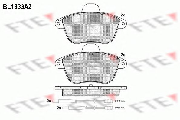 Комплект тормозных колодок, дисковый тормоз FTE BL1333A2