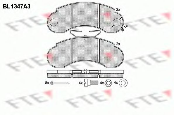 Комплект тормозных колодок, дисковый тормоз FTE BL1347A3