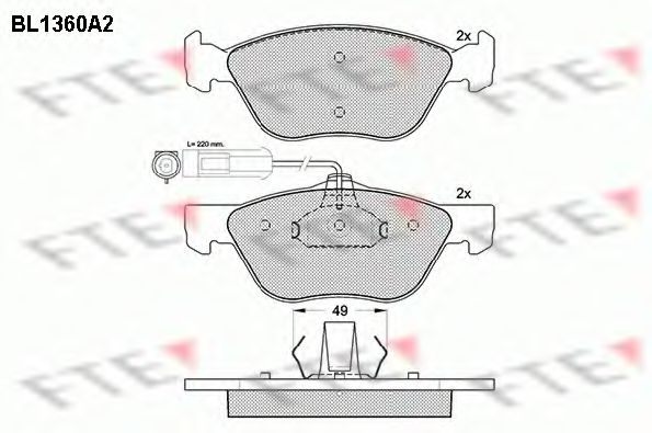 Комплект тормозных колодок, дисковый тормоз FTE BL1360A2