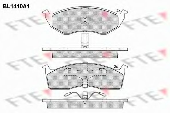 Комплект тормозных колодок, дисковый тормоз FTE BL1410A1