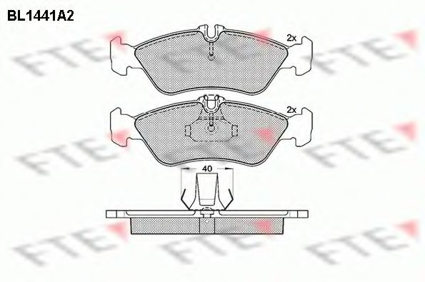 Комплект тормозных колодок, дисковый тормоз FTE BL1441A2