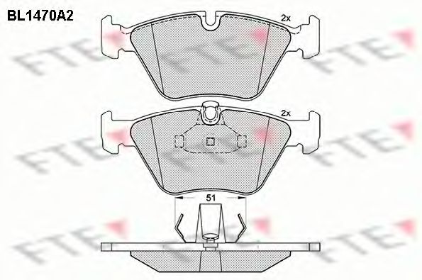 Комплект тормозных колодок, дисковый тормоз FTE BL1470A2