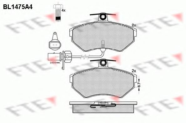 Комплект тормозных колодок, дисковый тормоз FTE BL1475A4