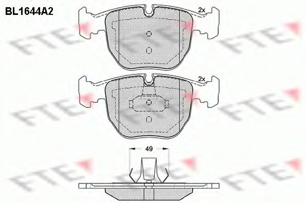 Комплект тормозных колодок, дисковый тормоз FTE BL1644A2