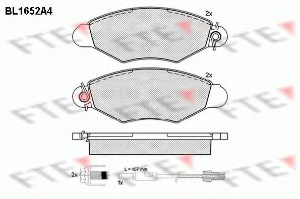 Комплект тормозных колодок, дисковый тормоз FTE BL1652A4