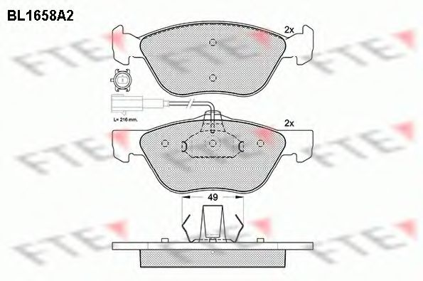 Комплект тормозных колодок, дисковый тормоз FTE BL1658A2