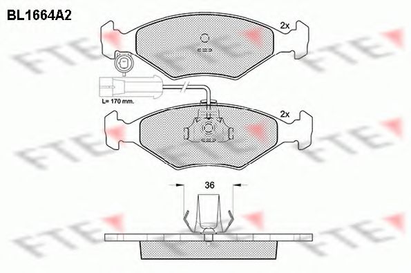 Комплект тормозных колодок, дисковый тормоз FTE BL1664A2