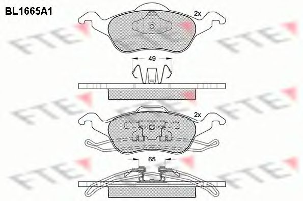 Комплект тормозных колодок, дисковый тормоз FTE BL1665A1