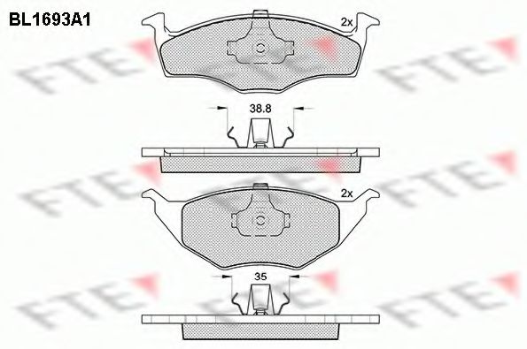 Комплект тормозных колодок, дисковый тормоз FTE BL1693A1