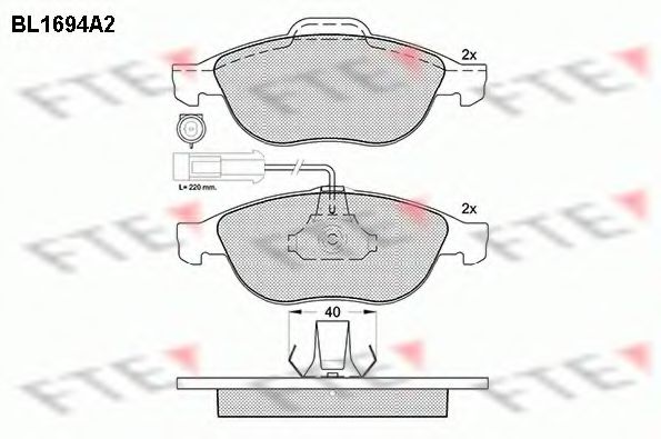 Комплект тормозных колодок, дисковый тормоз FTE BL1694A2