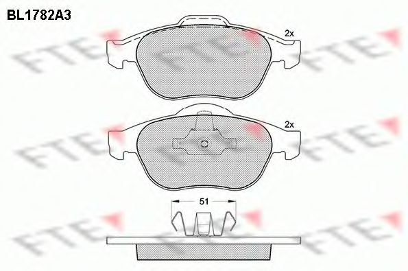 Комплект тормозных колодок, дисковый тормоз FTE BL1782A3