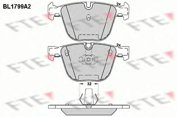 Комплект тормозных колодок, дисковый тормоз FTE BL1799A2