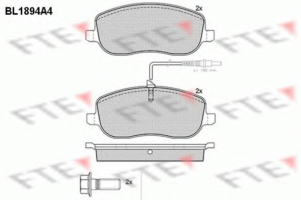 Комплект тормозных колодок, дисковый тормоз FTE BL1894A4