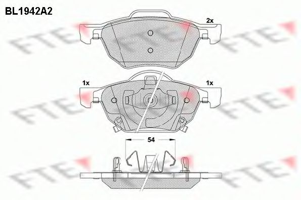 Комплект тормозных колодок, дисковый тормоз FTE BL1942A2