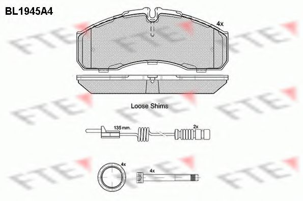 Комплект тормозных колодок, дисковый тормоз FTE BL1945A4