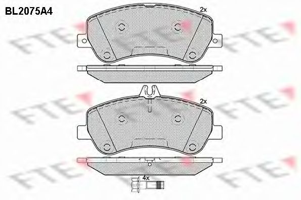 Комплект тормозных колодок, дисковый тормоз FTE BL2075A4