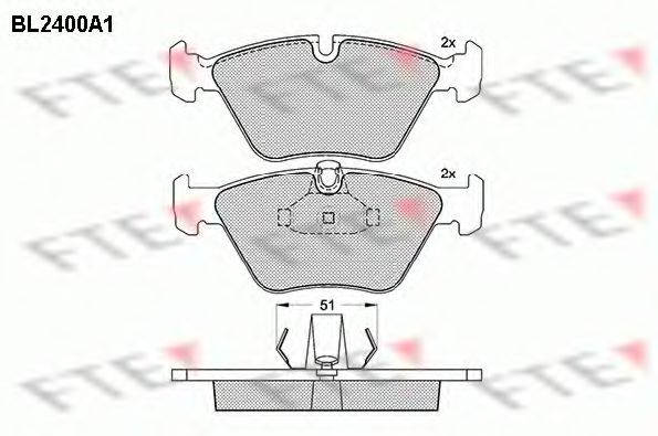 Комплект тормозных колодок, дисковый тормоз FTE BL2400A1