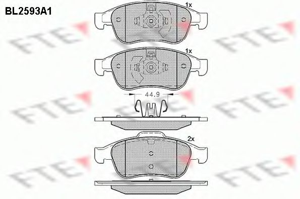 Комплект тормозных колодок, дисковый тормоз FTE BL2593A1