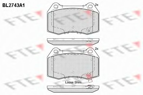 Комплект тормозных колодок, дисковый тормоз FTE BL2743A1