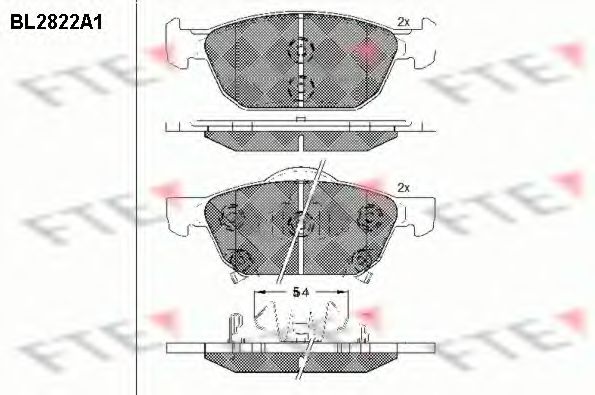 Комплект тормозных колодок, дисковый тормоз FTE BL2822A1