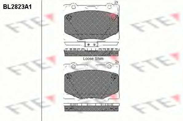 Комплект тормозных колодок, дисковый тормоз FTE BL2823A1