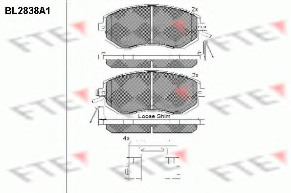 Комплект тормозных колодок, дисковый тормоз FTE BL2838A1