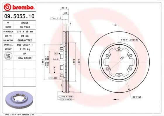 Тормозной диск BREMBO 09.5055.10