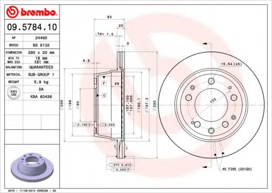 Тормозной диск BREMBO 09.5784.10