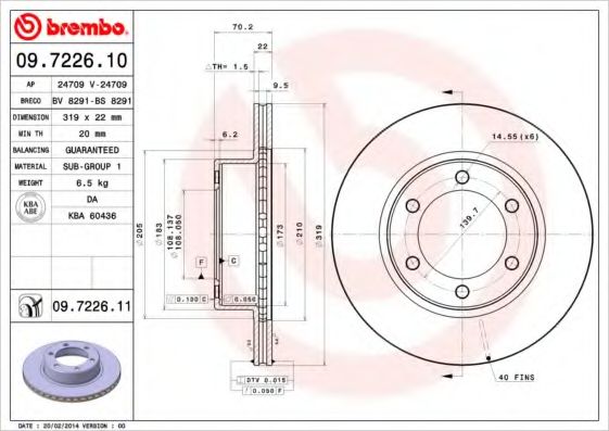 Тормозной диск BREMBO 09.7226.11