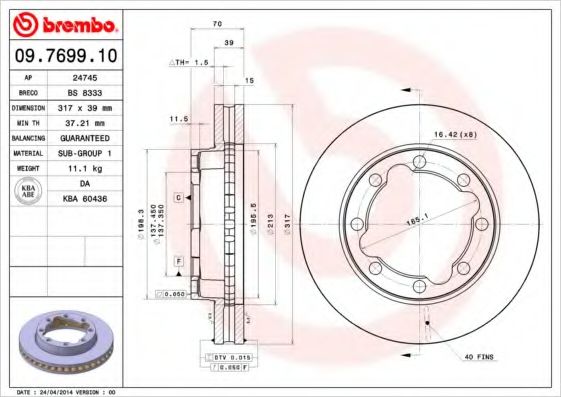 Тормозной диск BREMBO 09.7699.10