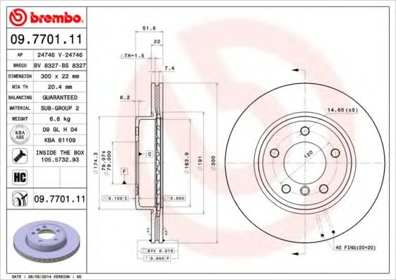 Тормозной диск BREMBO 09.7701.11