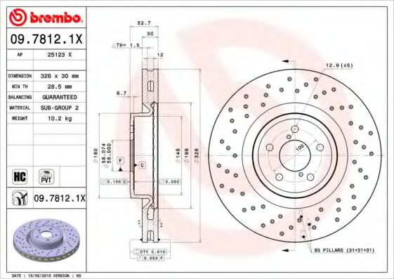 Тормозной диск BREMBO 09.7812.1X