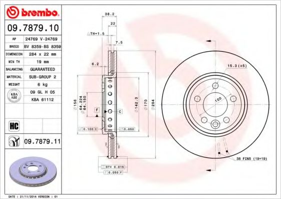 Тормозной диск BREMBO 09.7879.10
