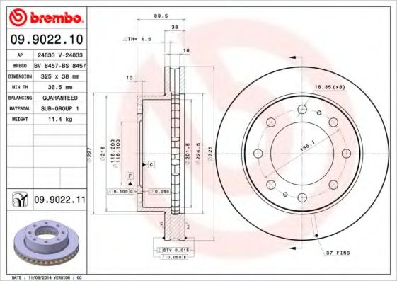 Тормозной диск BREMBO 09.9022.10