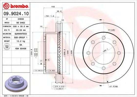 Тормозной диск BREMBO 09.9024.10