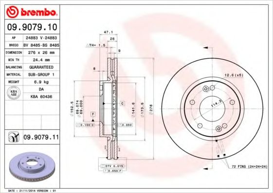 Тормозной диск BREMBO 09.9079.10