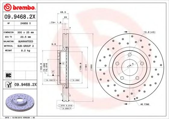 Тормозной диск BREMBO 09.9468.2X