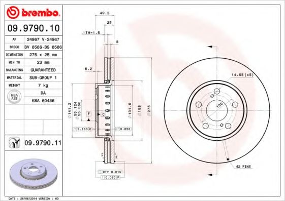 Тормозной диск BREMBO 09.9790.10
