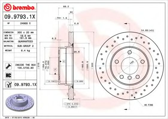 Тормозной диск BREMBO 09.9793.1X