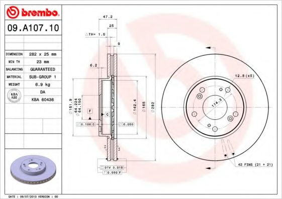 Тормозной диск BREMBO 09.A107.10